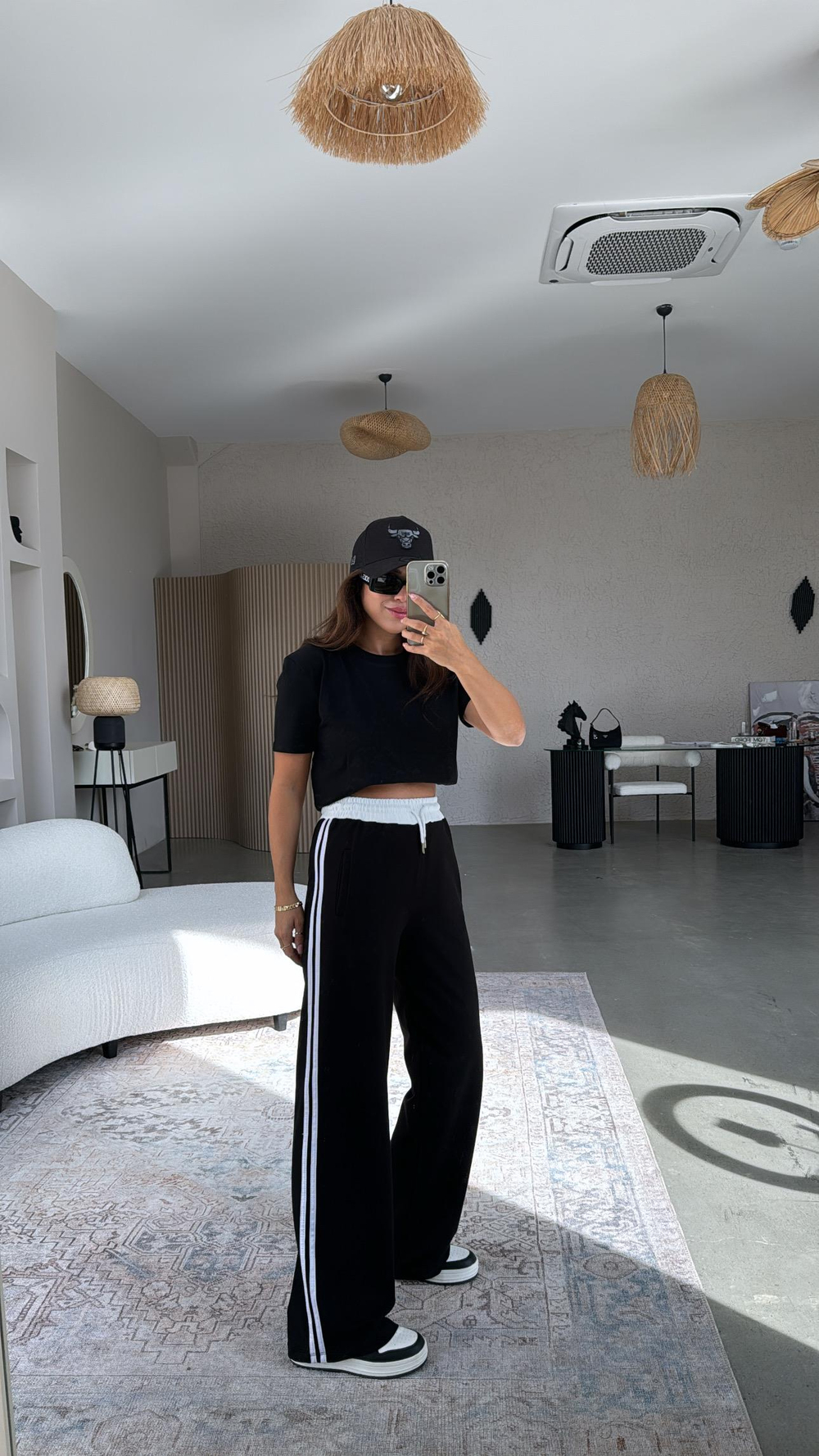 Siyah Çift Şeritli Eşofman