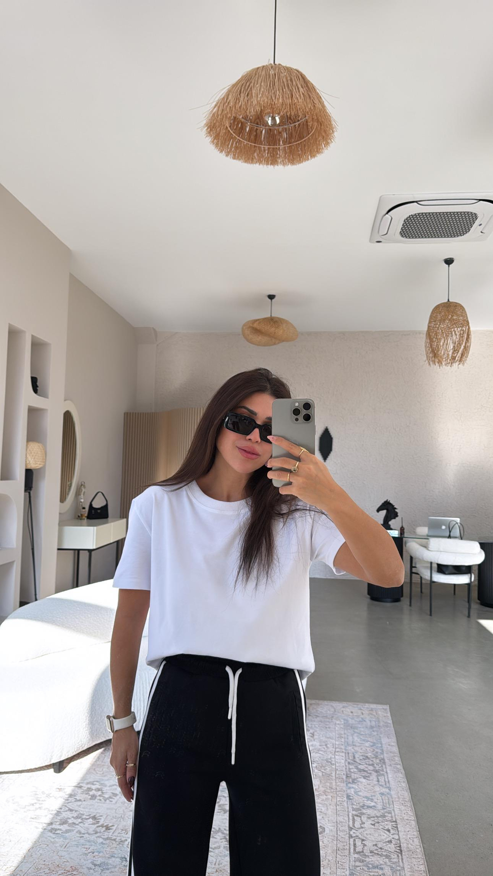 Siyah Çift Şeritli Modal Eşofman