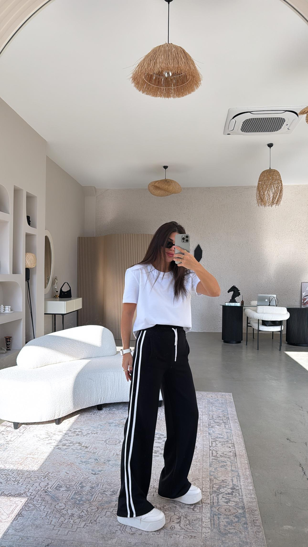 Siyah Çift Şeritli Modal Eşofman