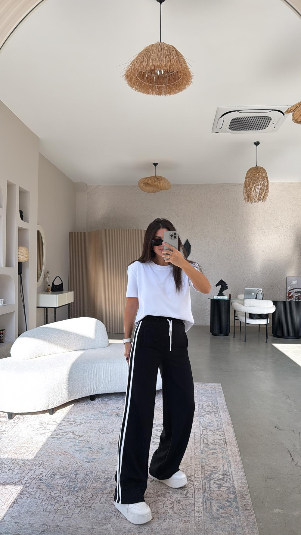 Siyah Çift Şeritli Modal Eşofman
