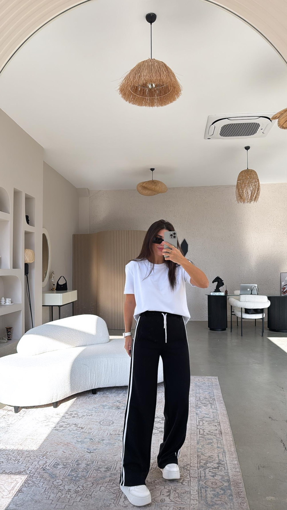 Siyah Çift Şeritli Modal Eşofman