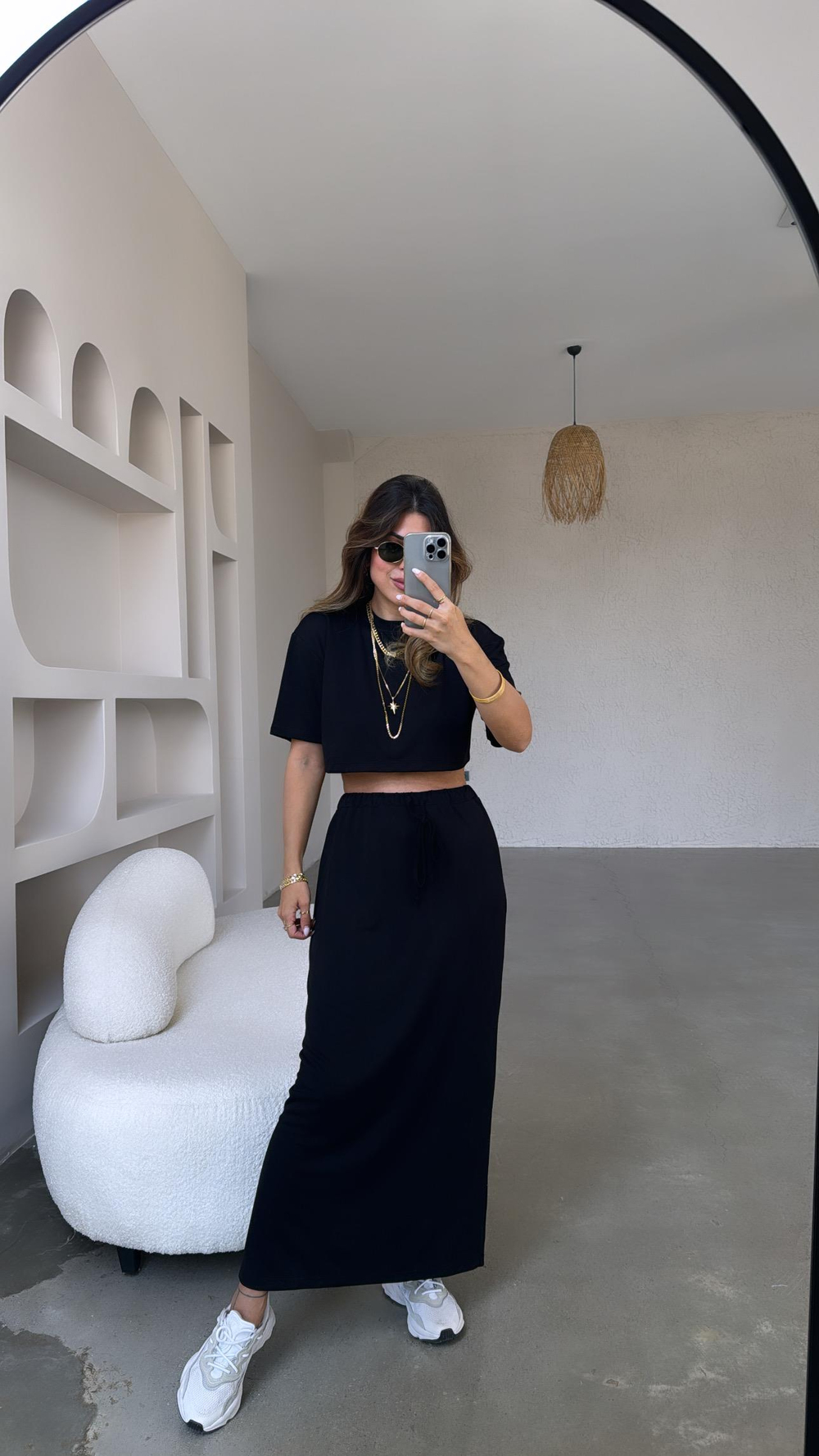Siyah Crop Tshirt Etek Takım