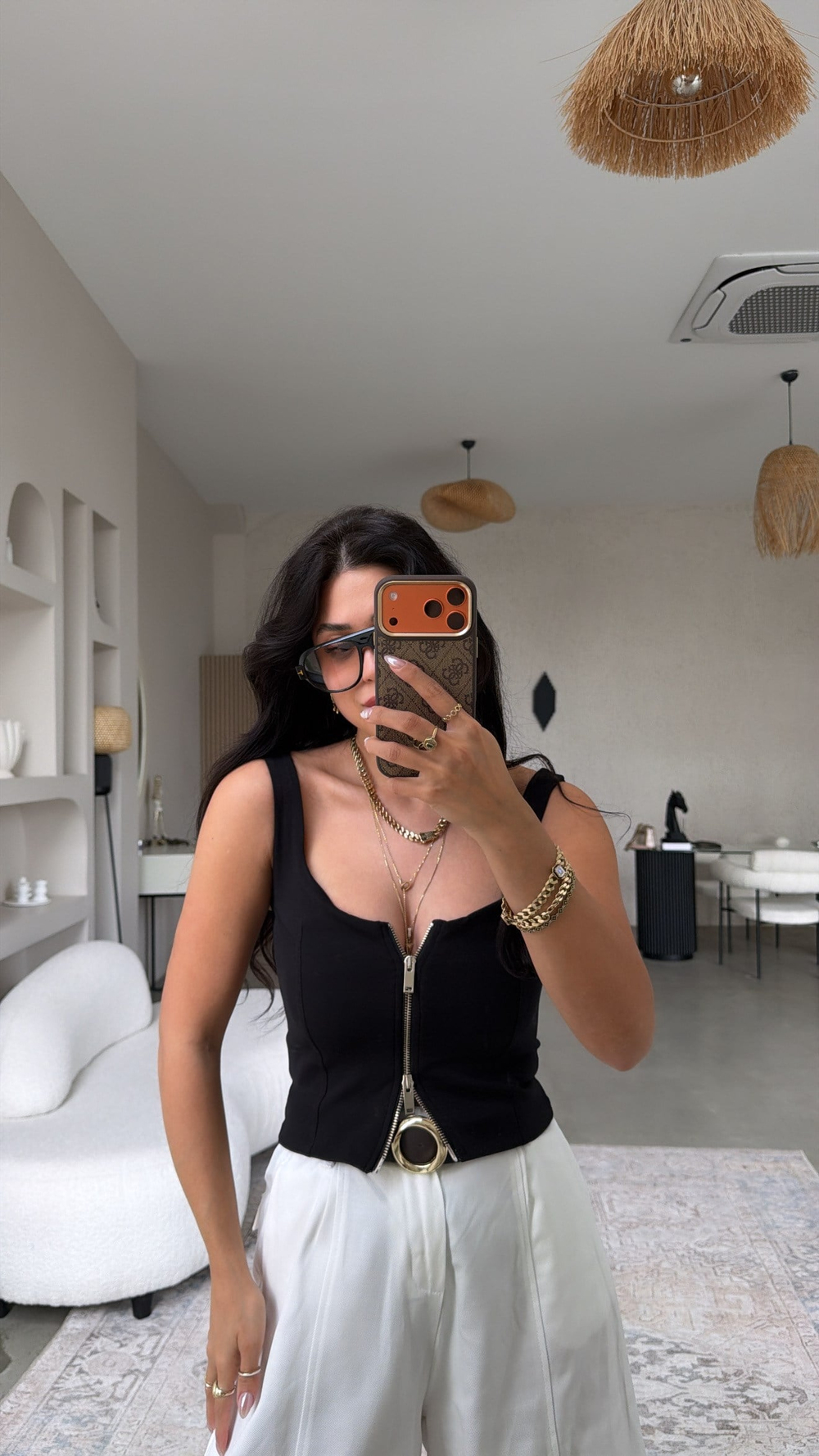 Siyah Dlv Hareketli Fermuarlı Büstiyer