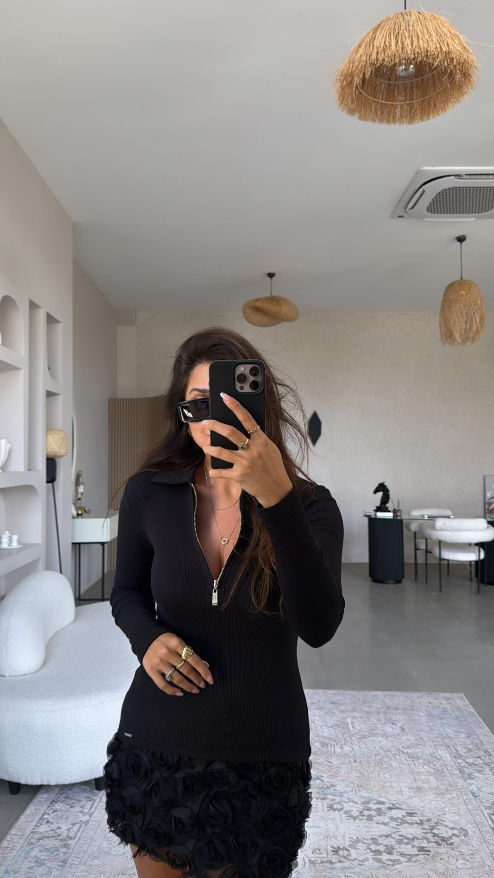 Siyah Fermuarlı Uzun Kol Basic