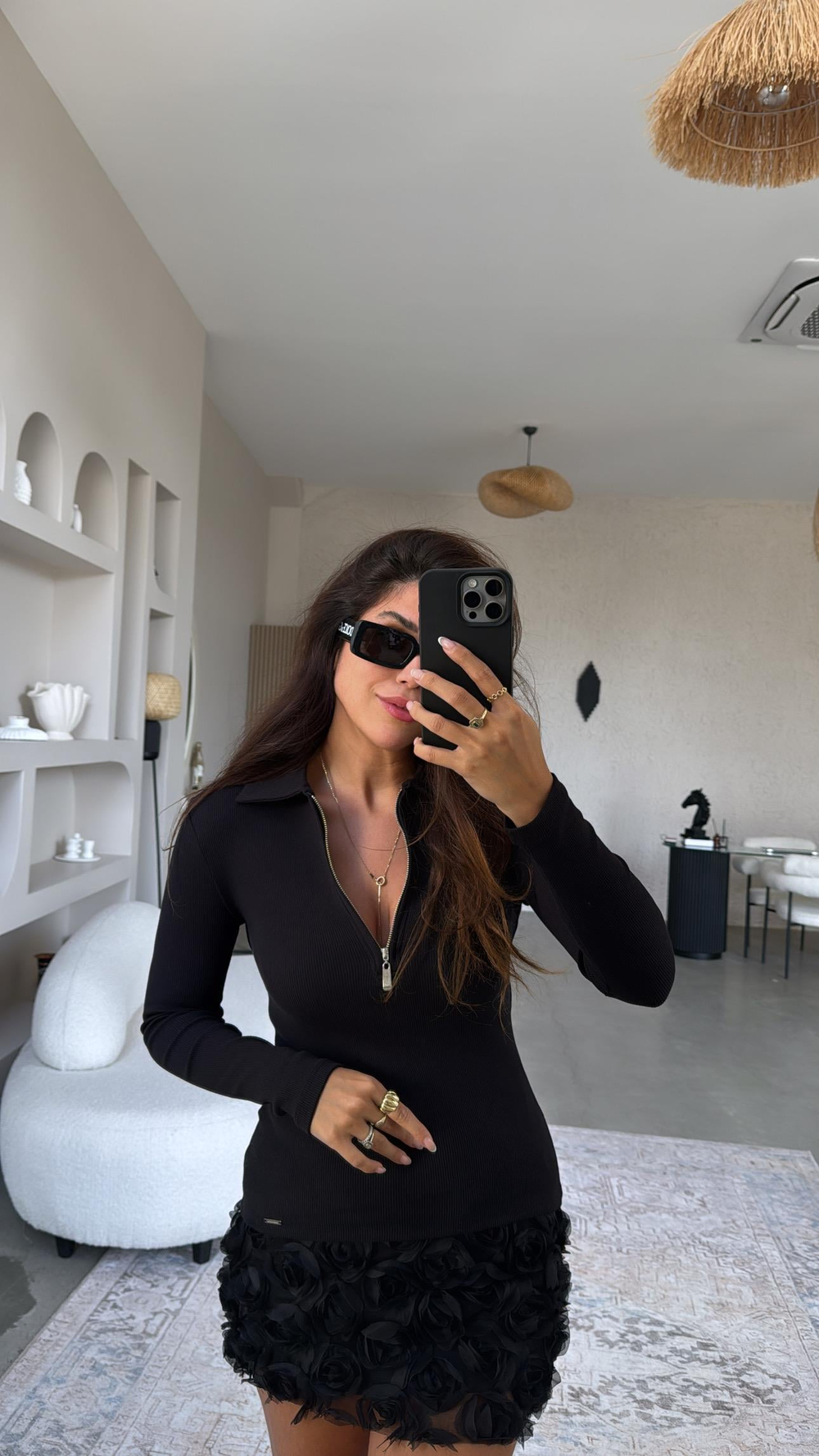 Siyah Fermuarlı Uzun Kol Basic