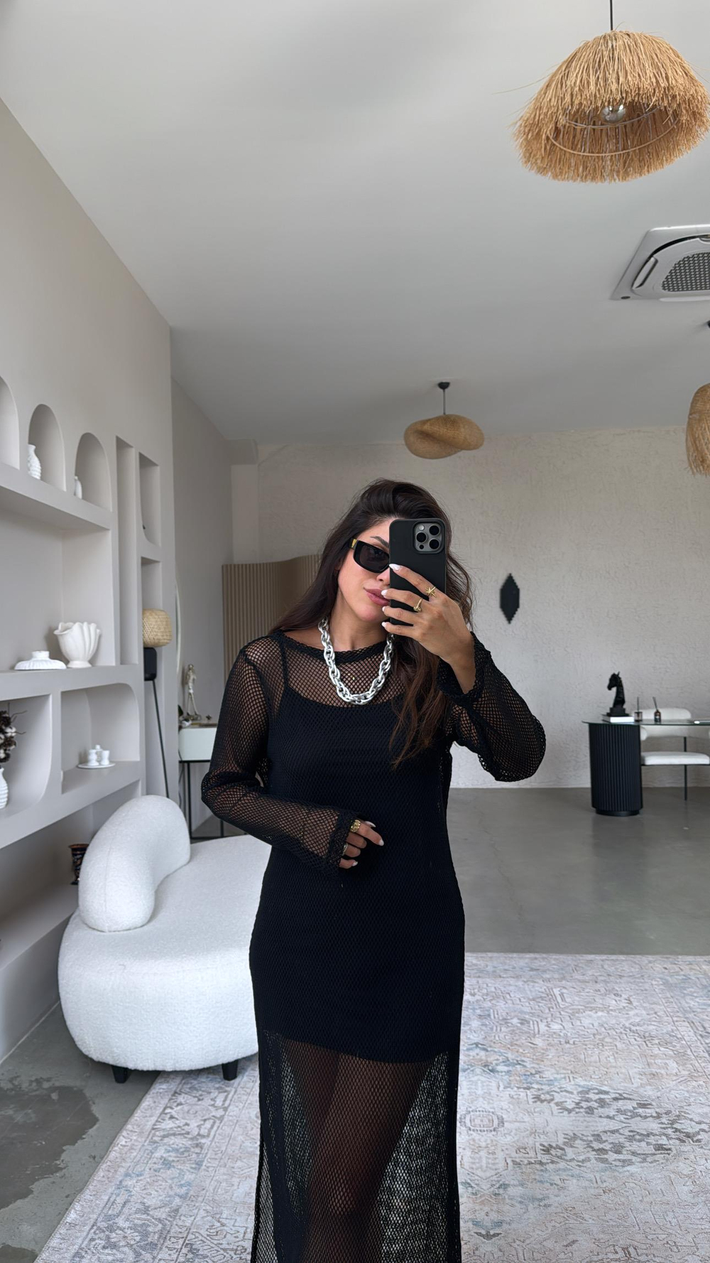 Siyah File Premium Elbise