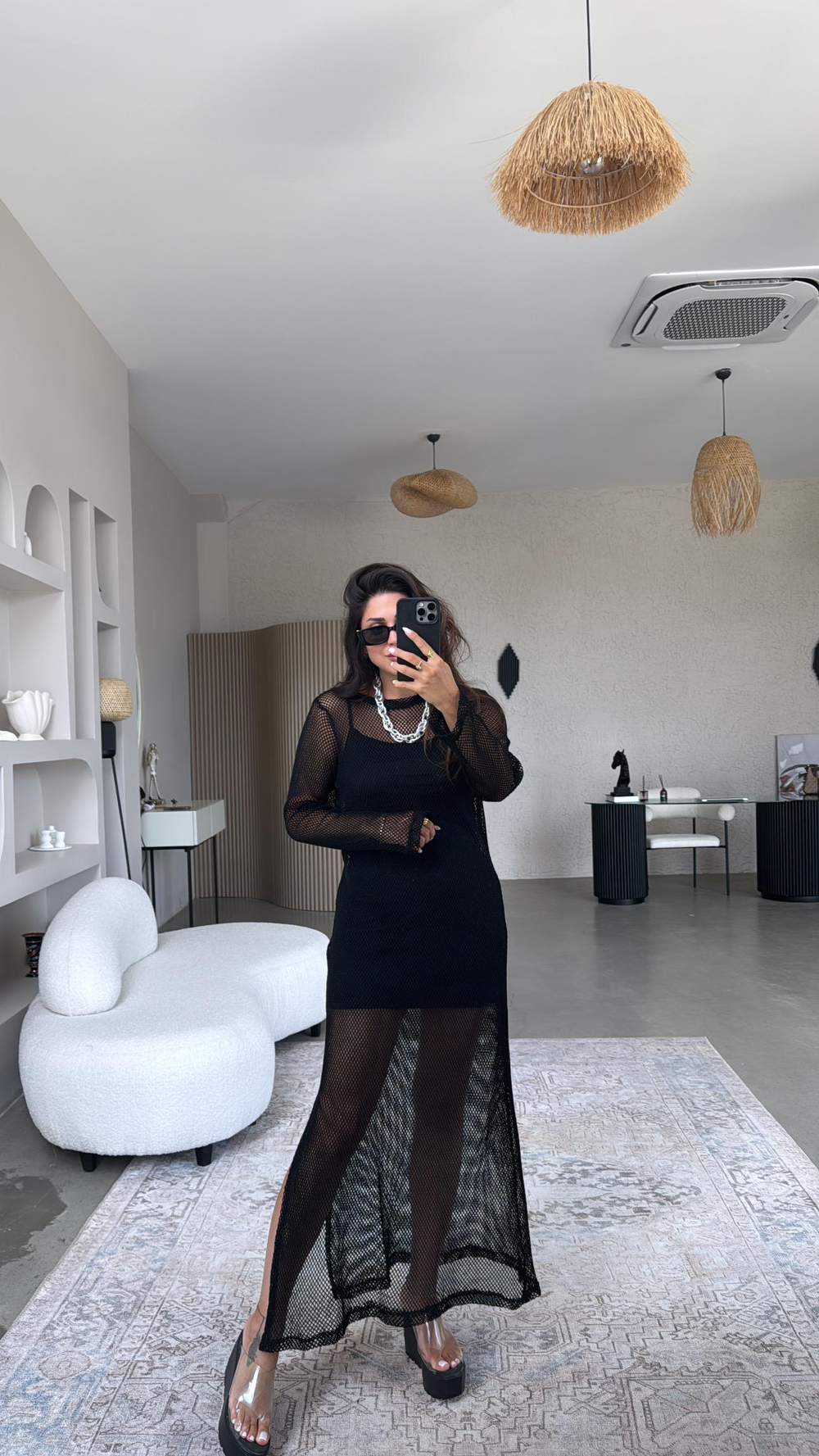 Siyah File Premium Elbise