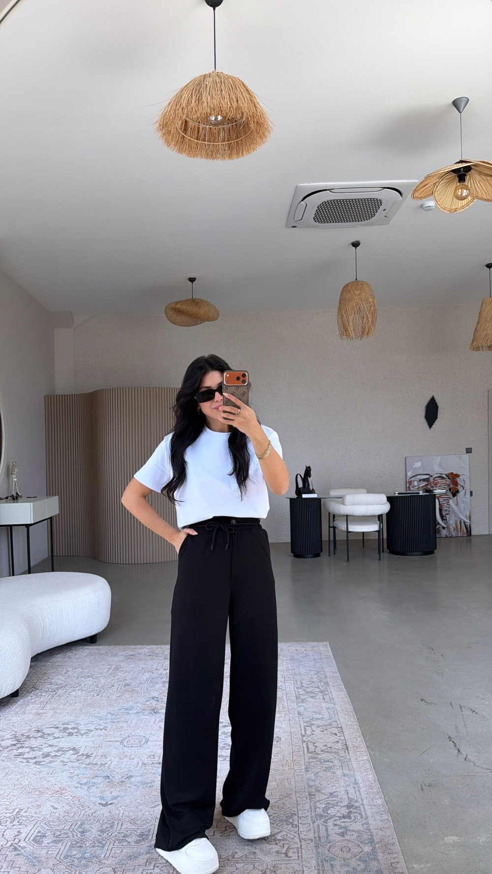 Siyah İpli Modal Pantolon