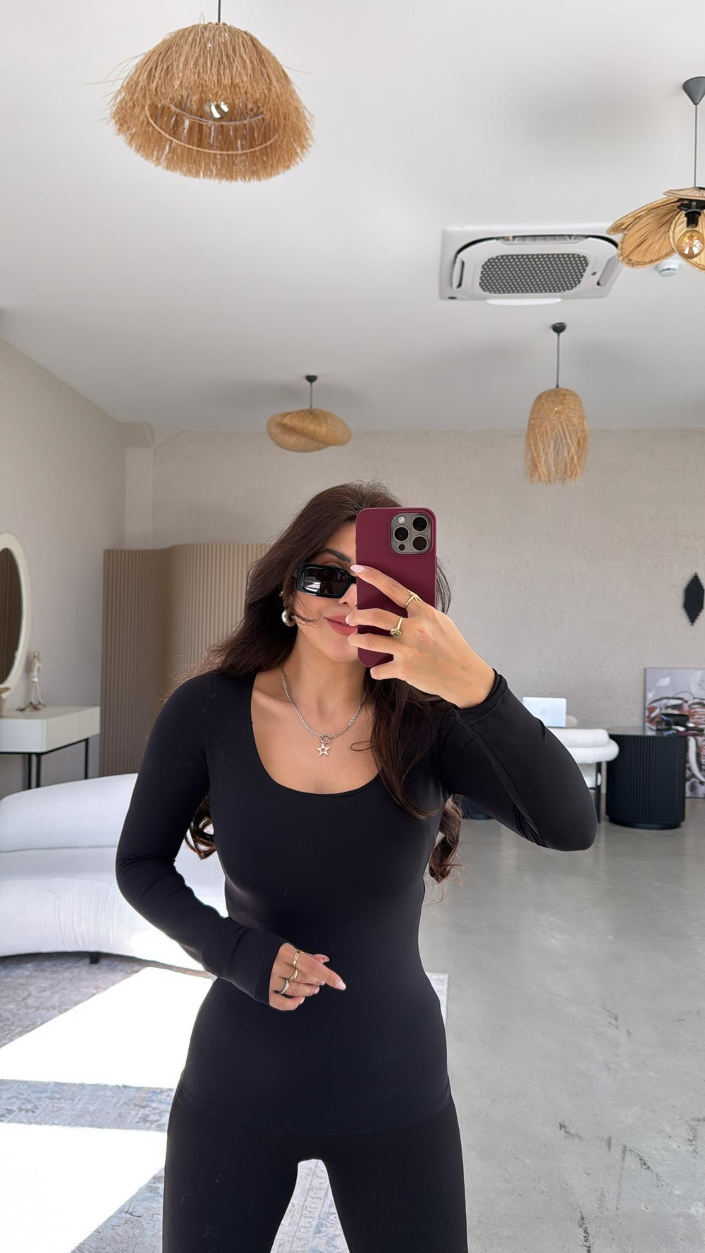 Siyah Kare Yaka Scuba Basic Bluz