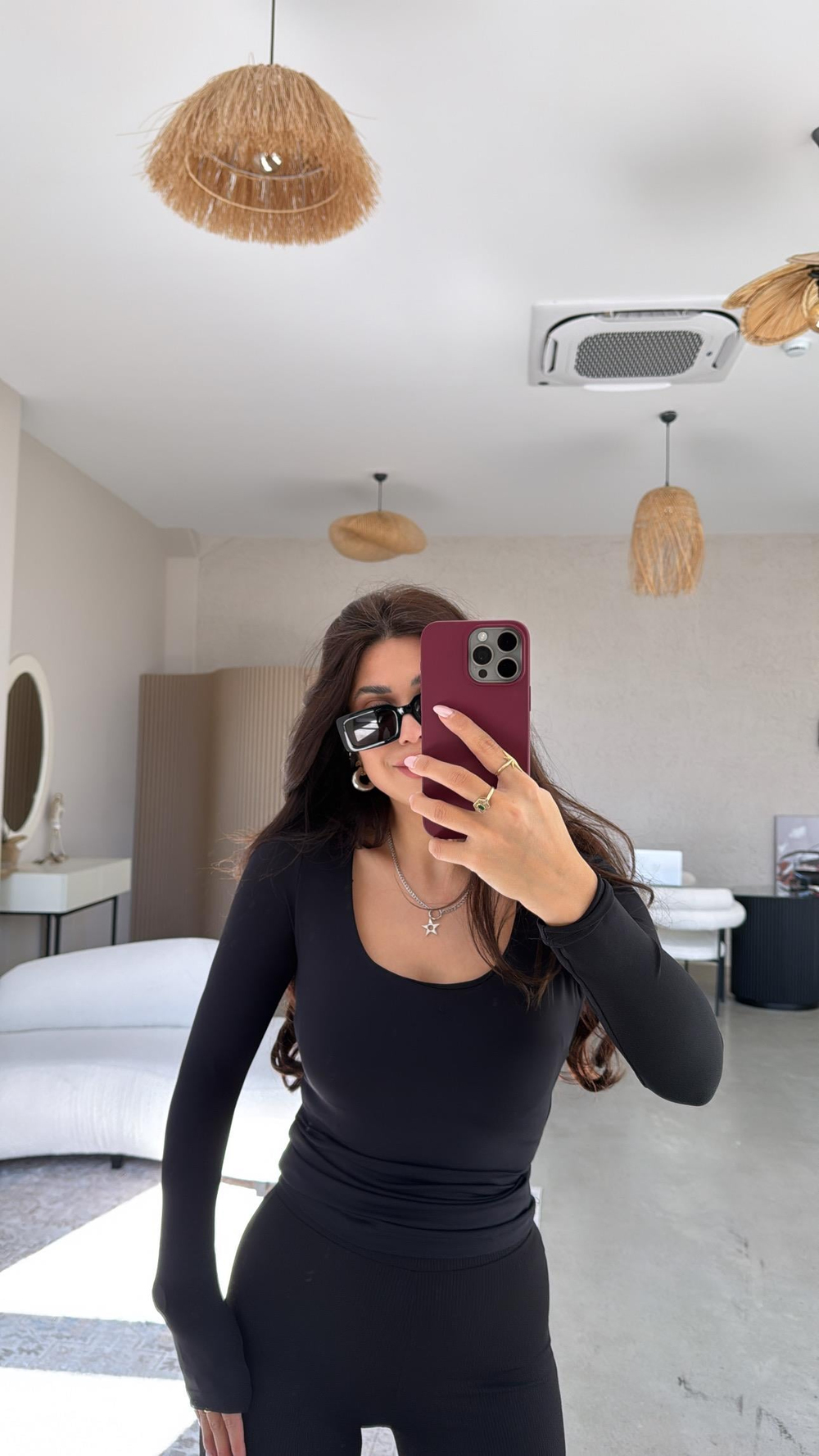 Siyah Kare Yaka Scuba Basic Bluz