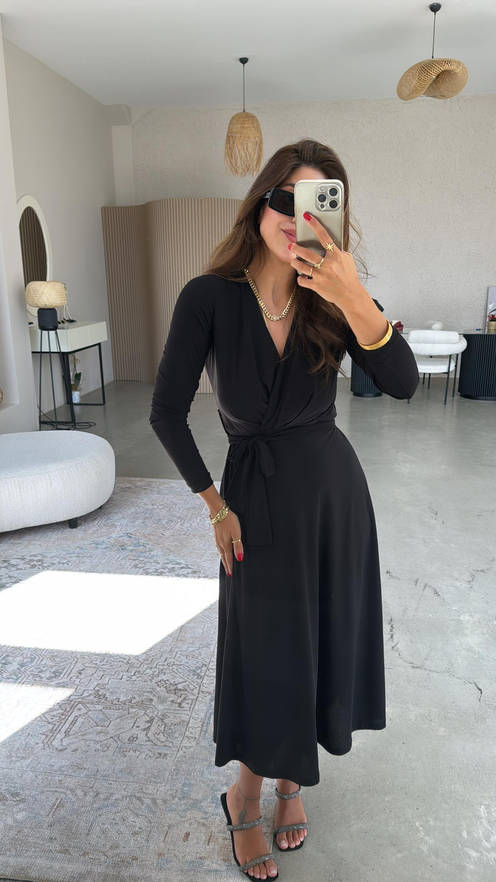 Siyah Kruvaze Sandy Elbise