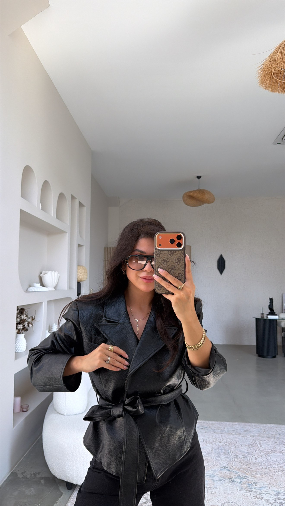 Siyah Kuşaklı ZR Model Deri Premium Ceket