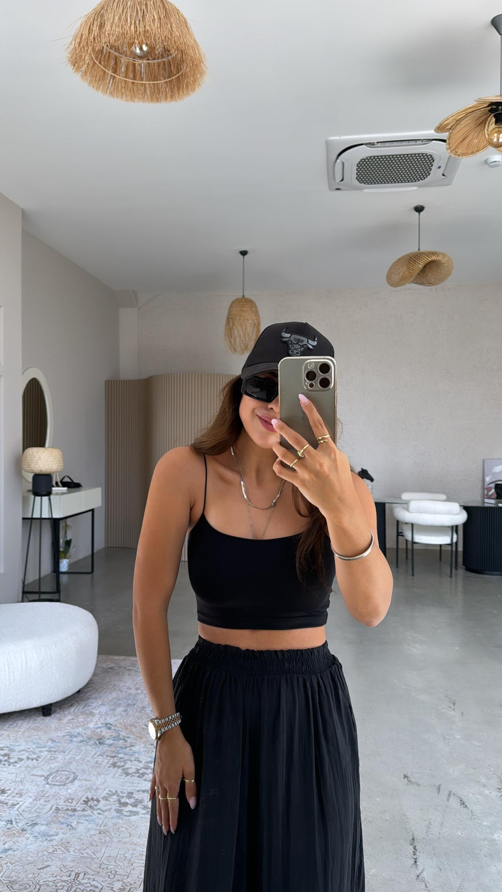 Siyah Lastik Askı Crop