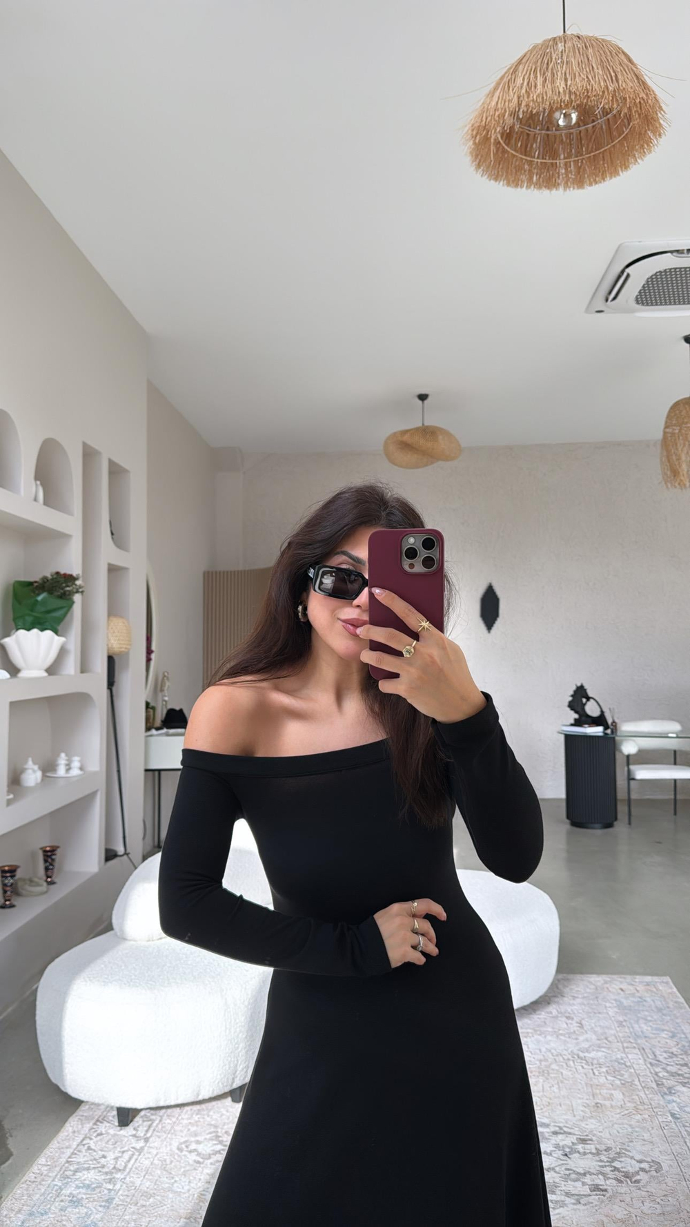 Siyah Madonna Yaka Maxi Çan Elbise