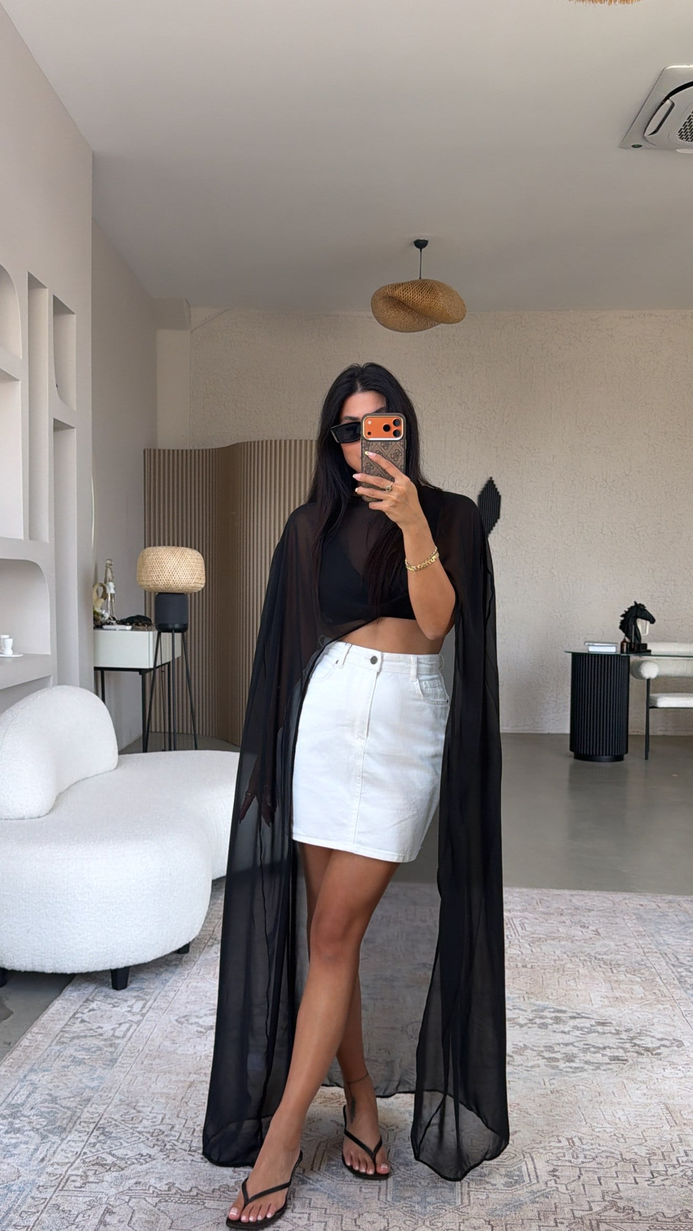 Siyah Maxi Boy Şifon Pelerin