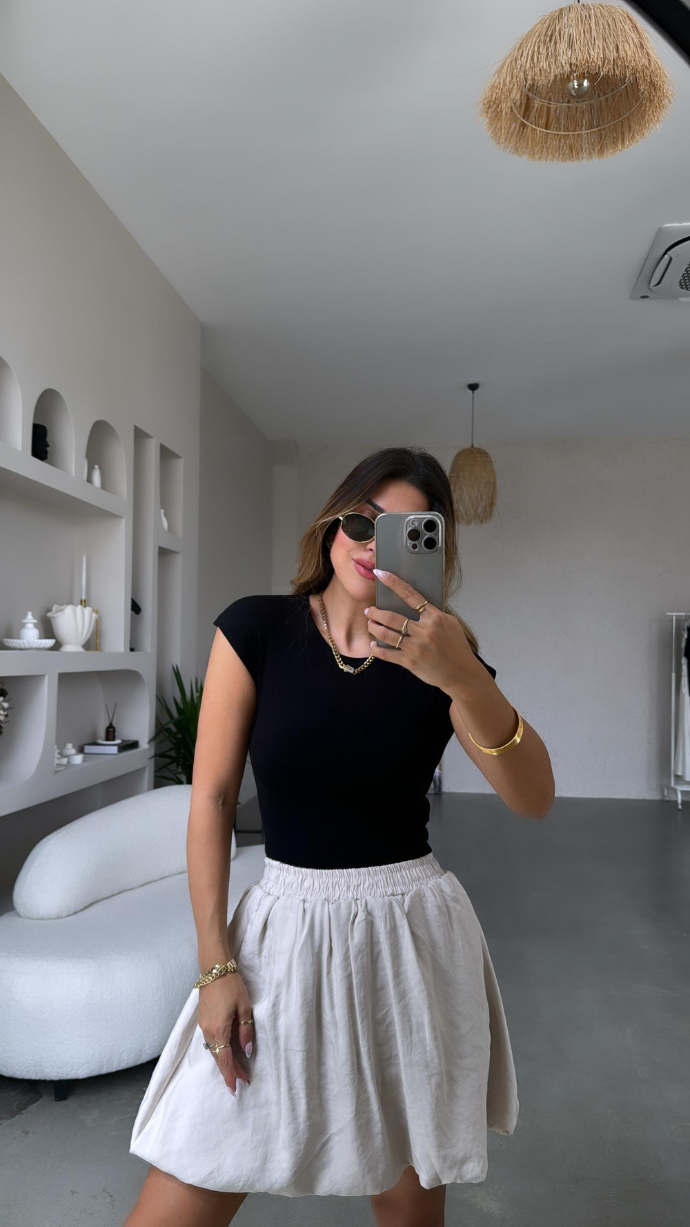 Siyah Modal Kumaş Basic Tshirt