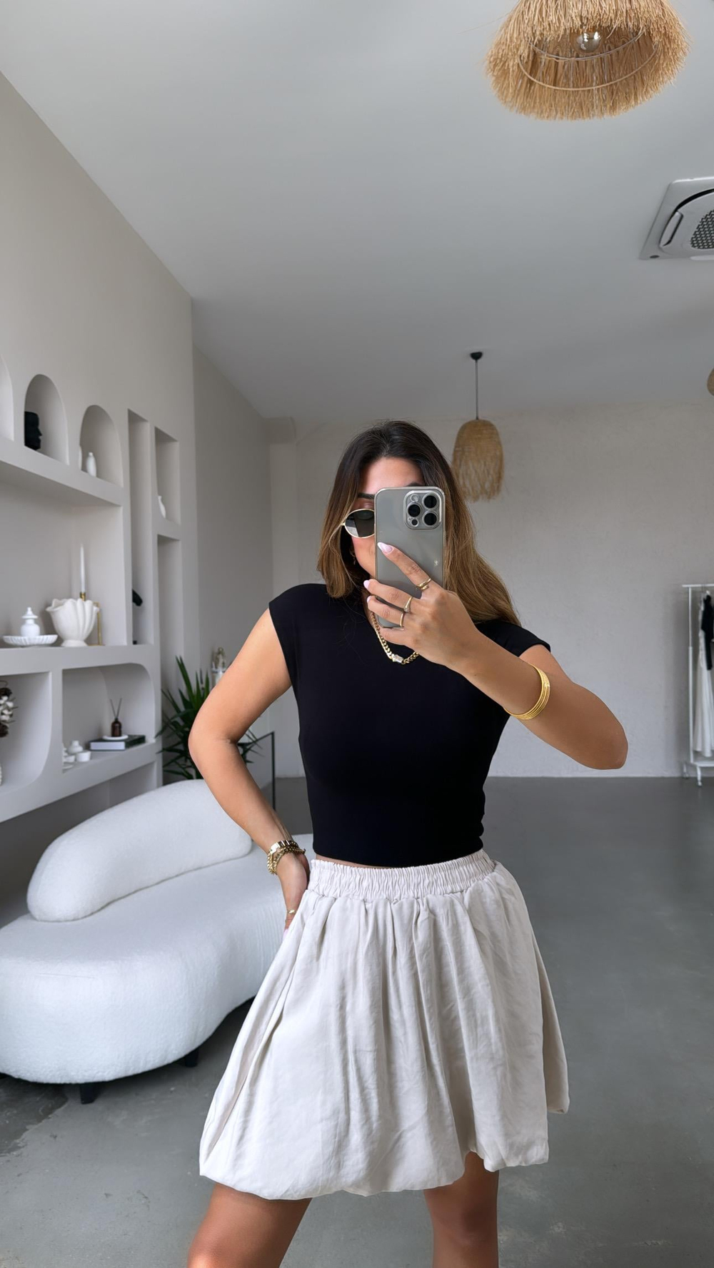 Siyah Modal Kumaş Basic Tshirt