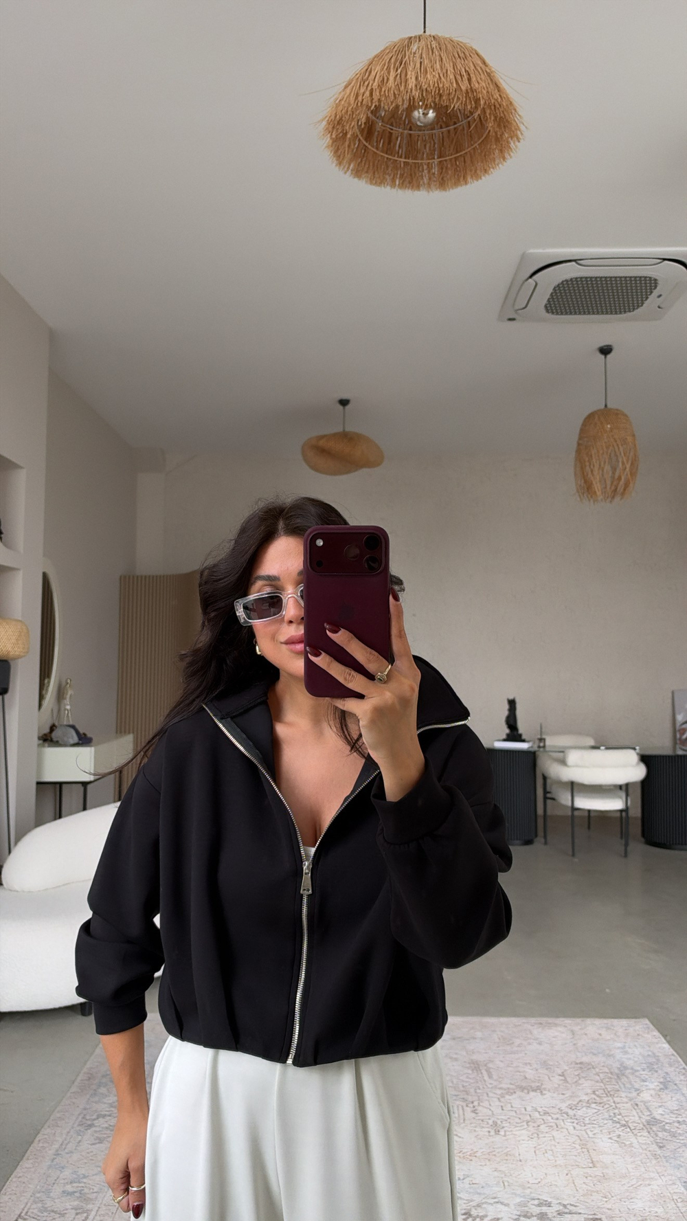 Siyah Oys Model Pileli Premium Modal Ceket