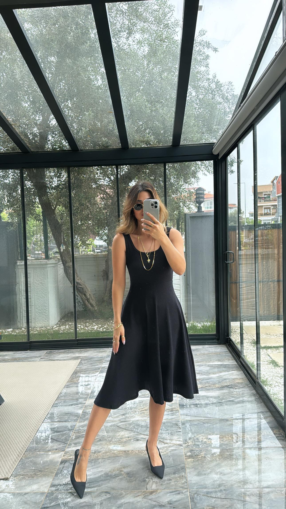 Siyah Özel Üretim Kaşkorse Basic Elbise
