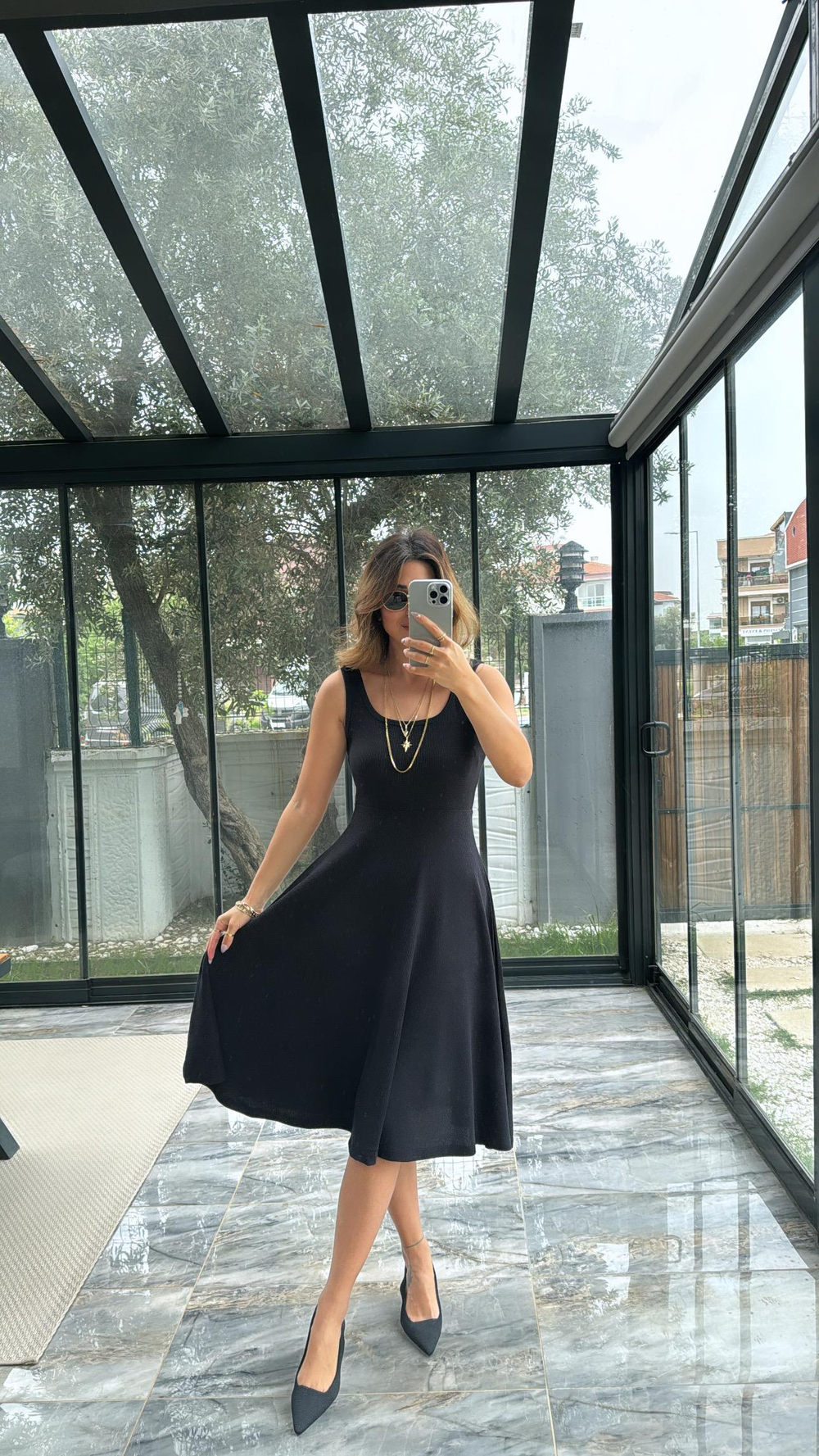 Siyah Özel Üretim Kaşkorse Basic Elbise