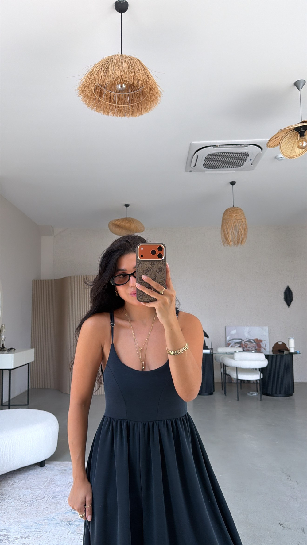 Siyah Pike Modal İnce Askılı Salaş Tulum