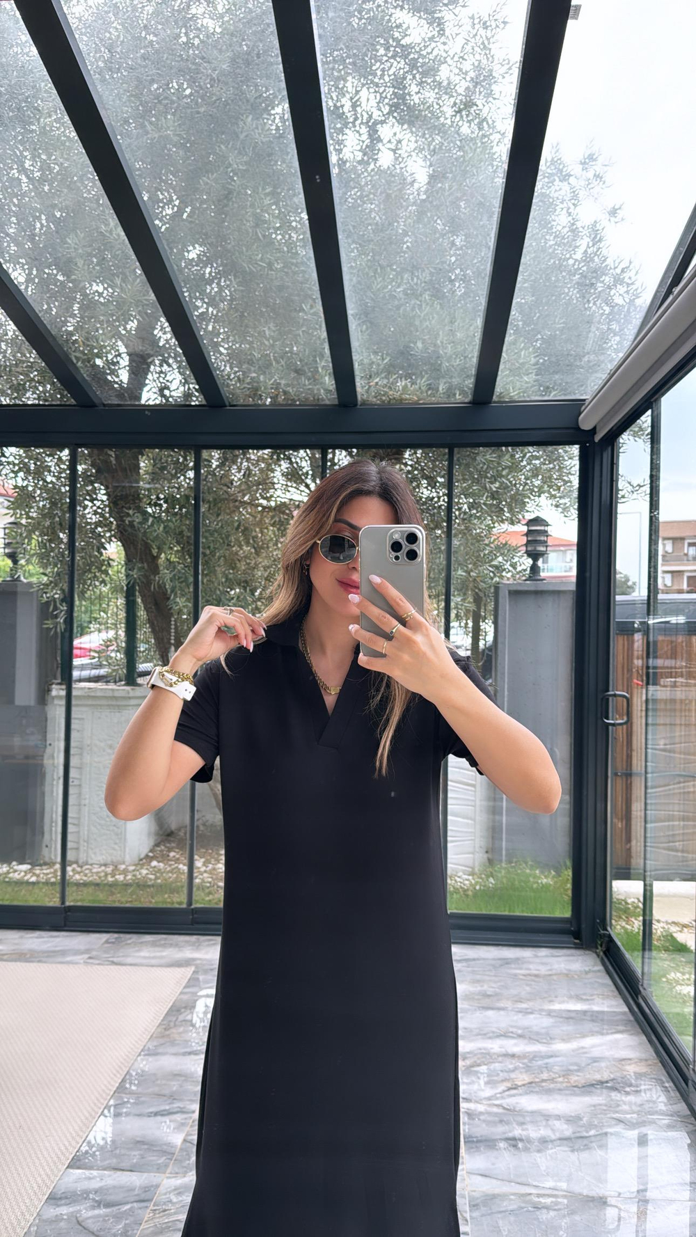 Siyah Polo Yakalı Elbise