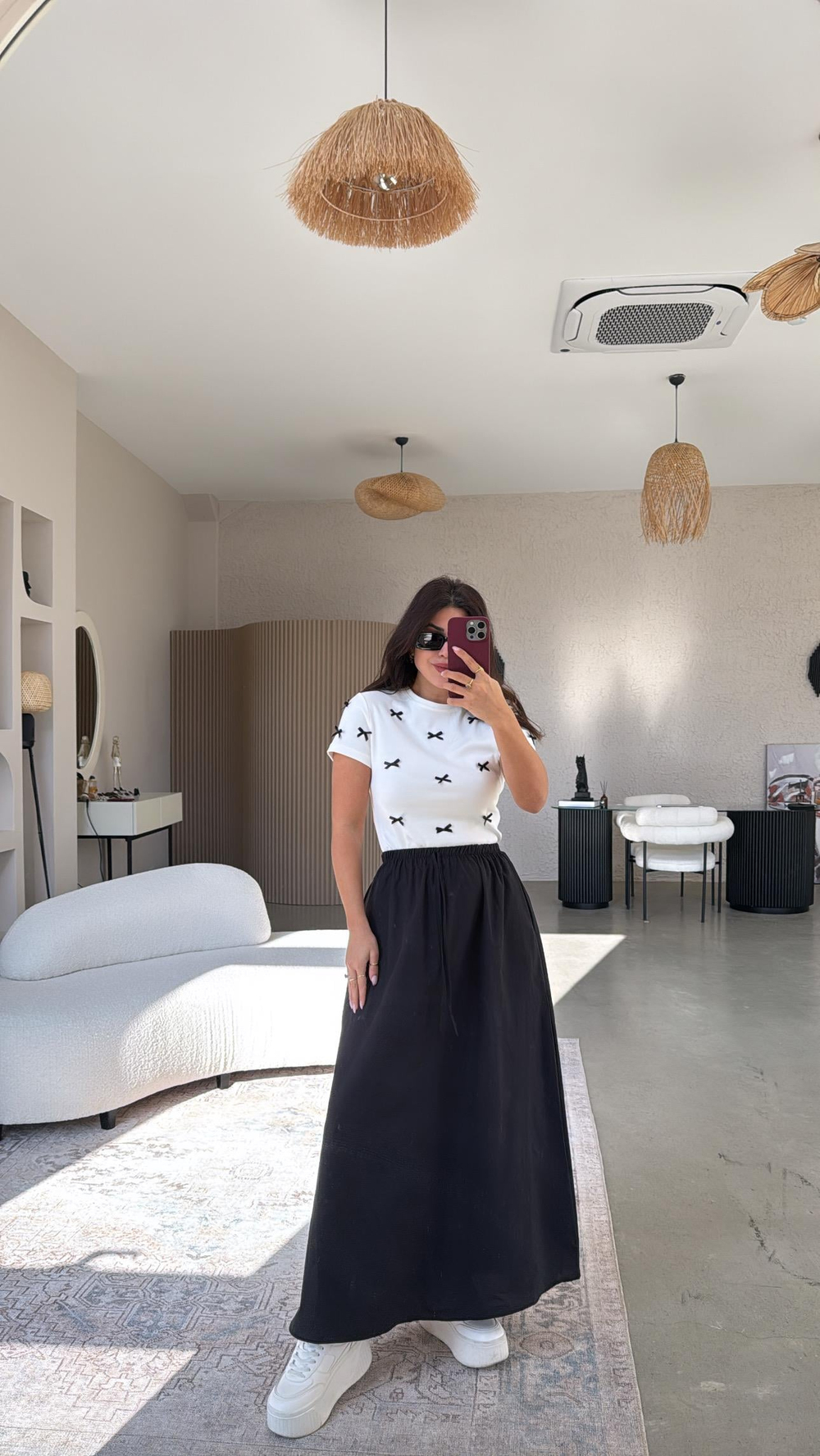 Siyah Poplin Maxi Etek
