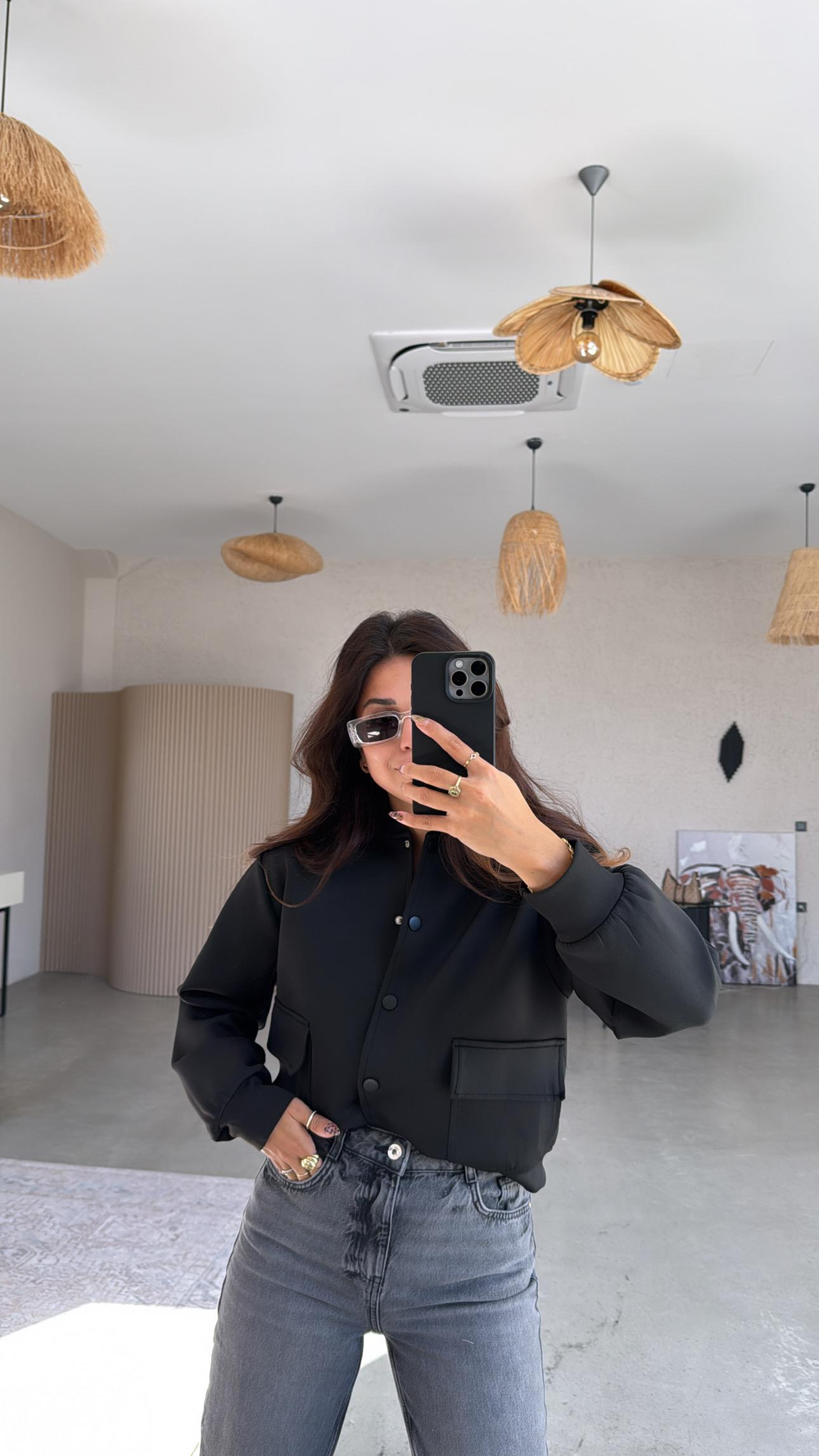 Siyah Scuba Bomber Ceket