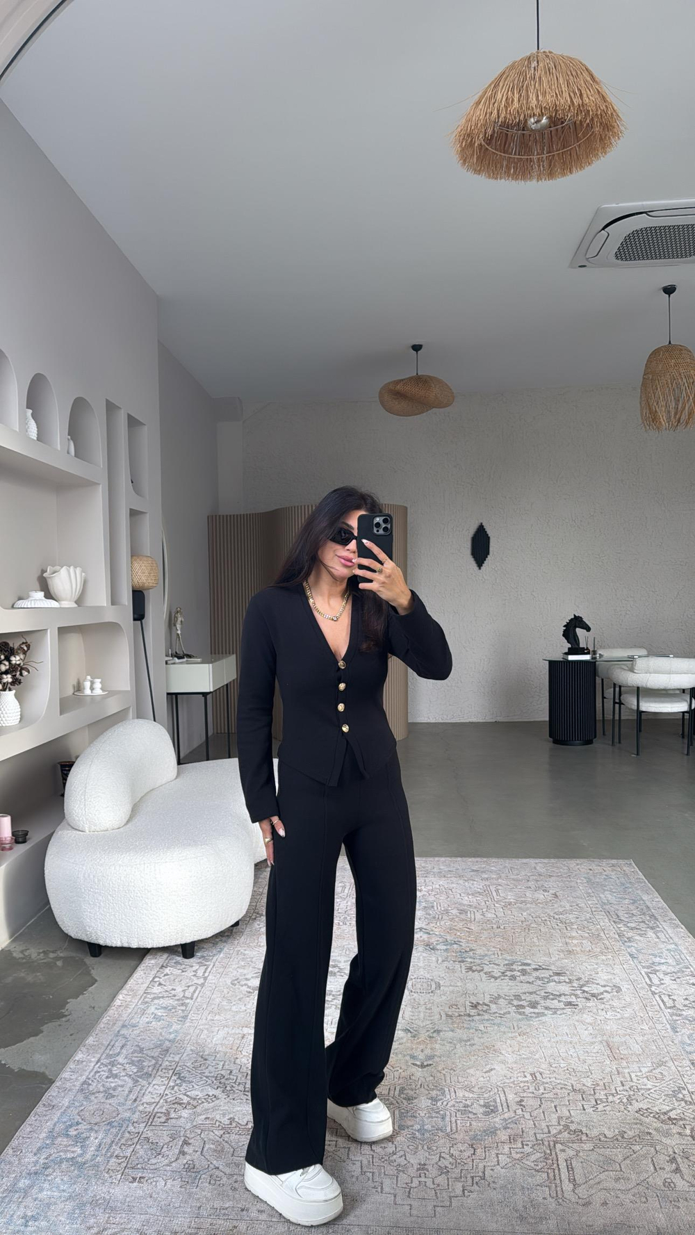 Siyah Selanik Triko ZR model Hırka Pantolon Takım