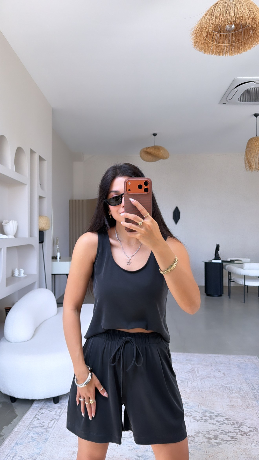 Siyah Şort Atlet Pike Modal Premium Takım