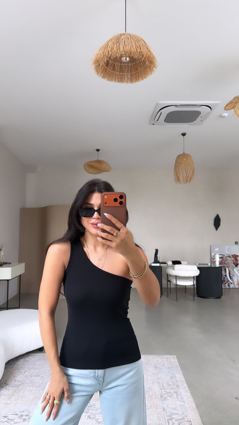 Siyah Tek Omuz Ribana Atlet