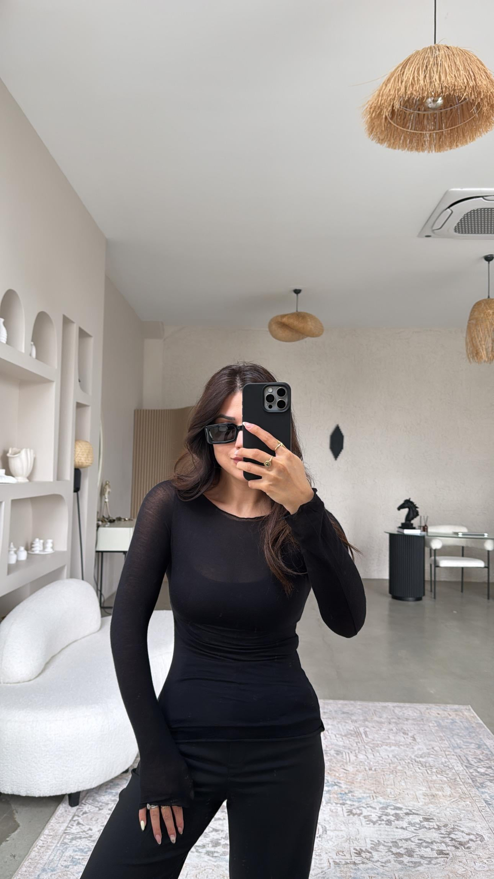 Siyah Transparan Bluz