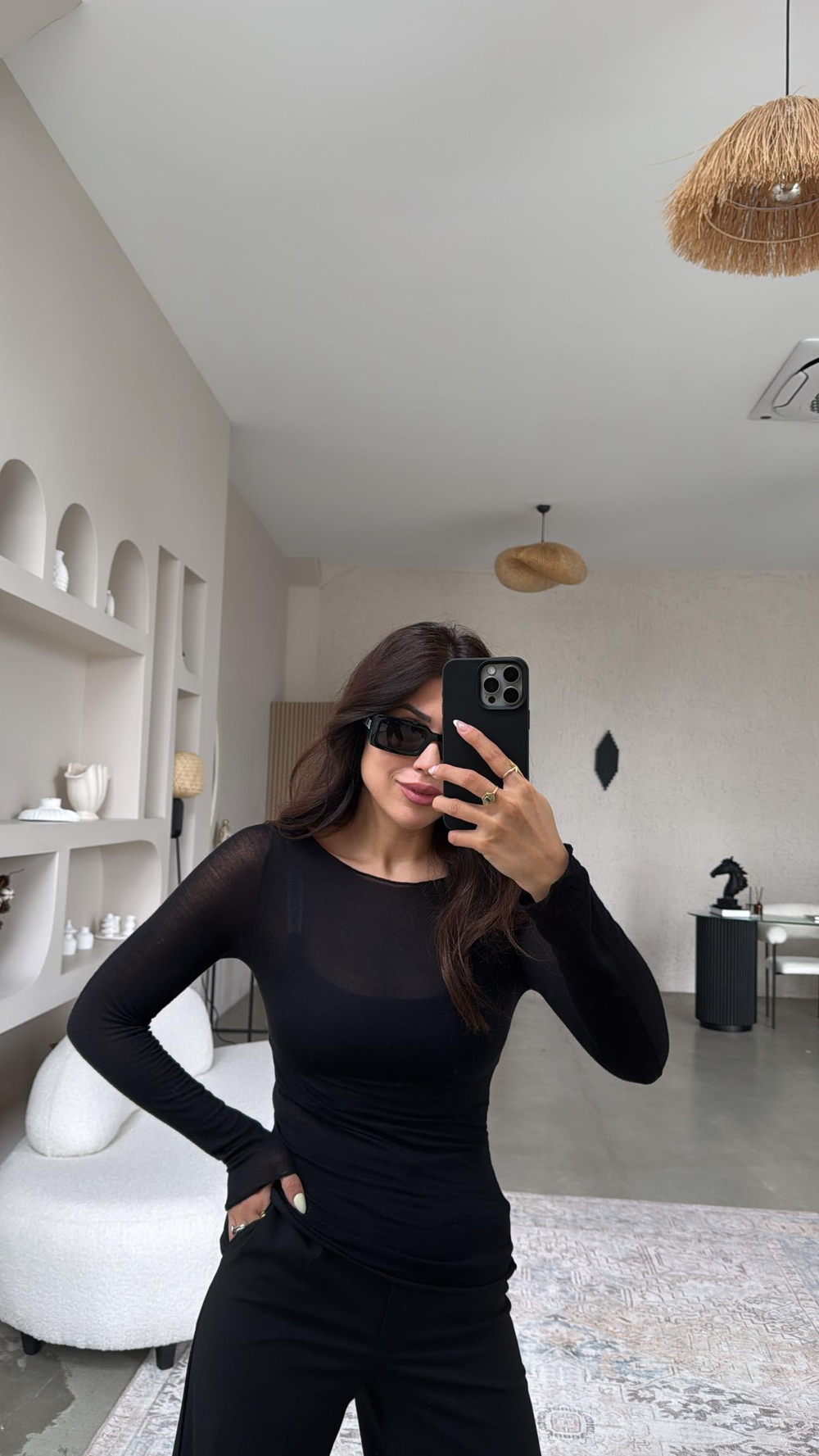 Siyah Transparan Bluz