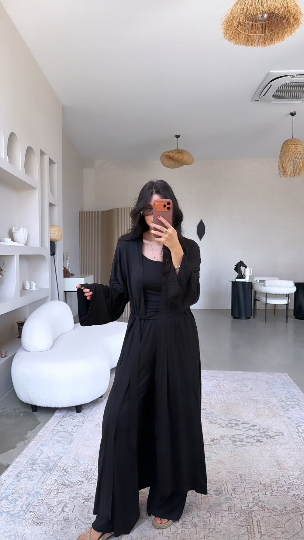 Siyah Uzun Viskon Less Kimono