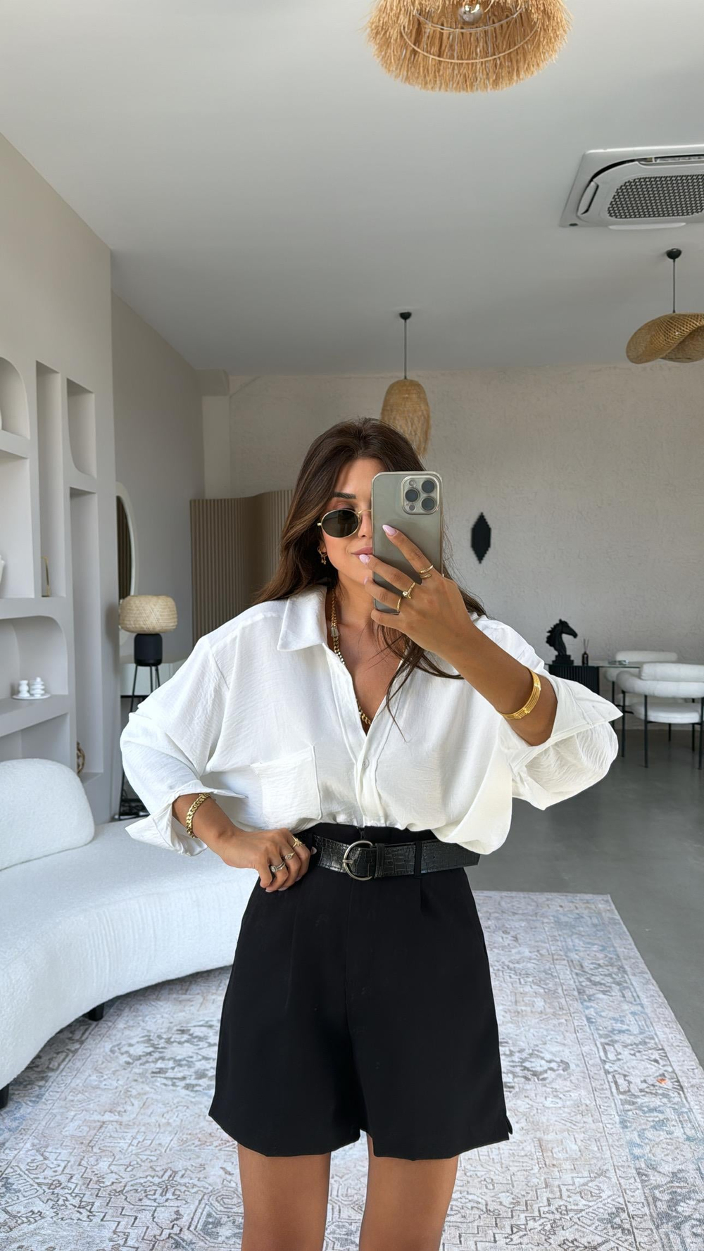 Siyah ZR Kemerli Şort