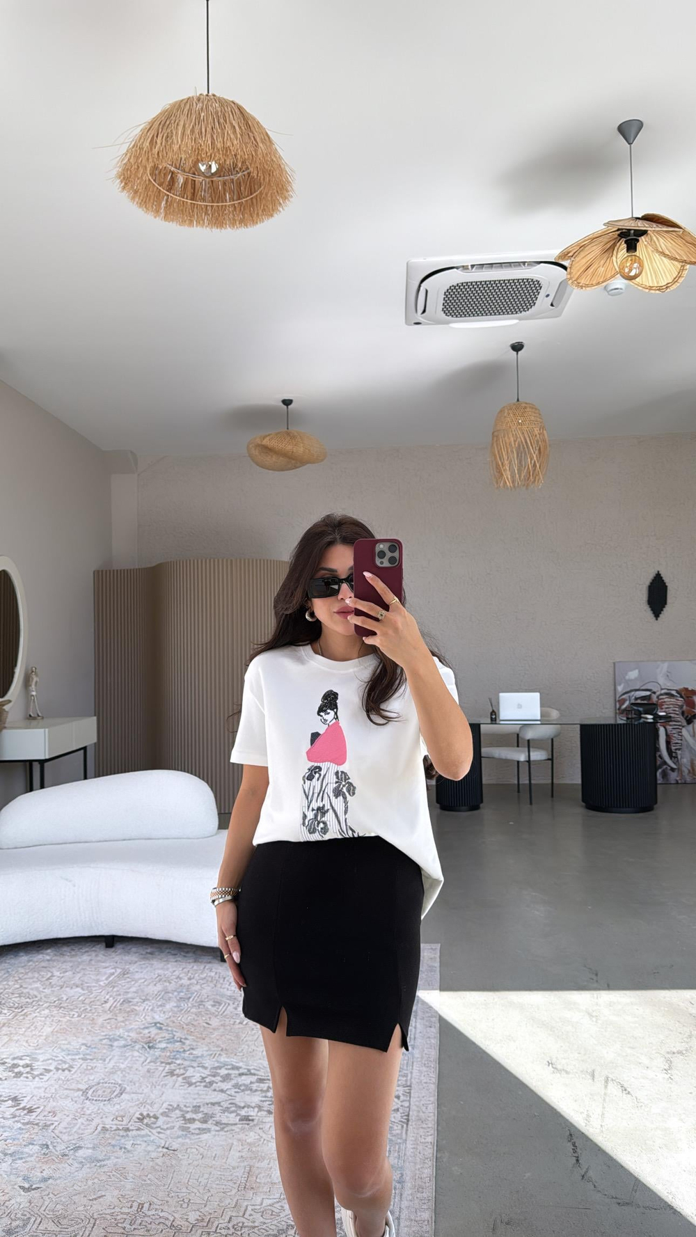 Siyah ZR Mini Çift Yırtmaçlı Etek