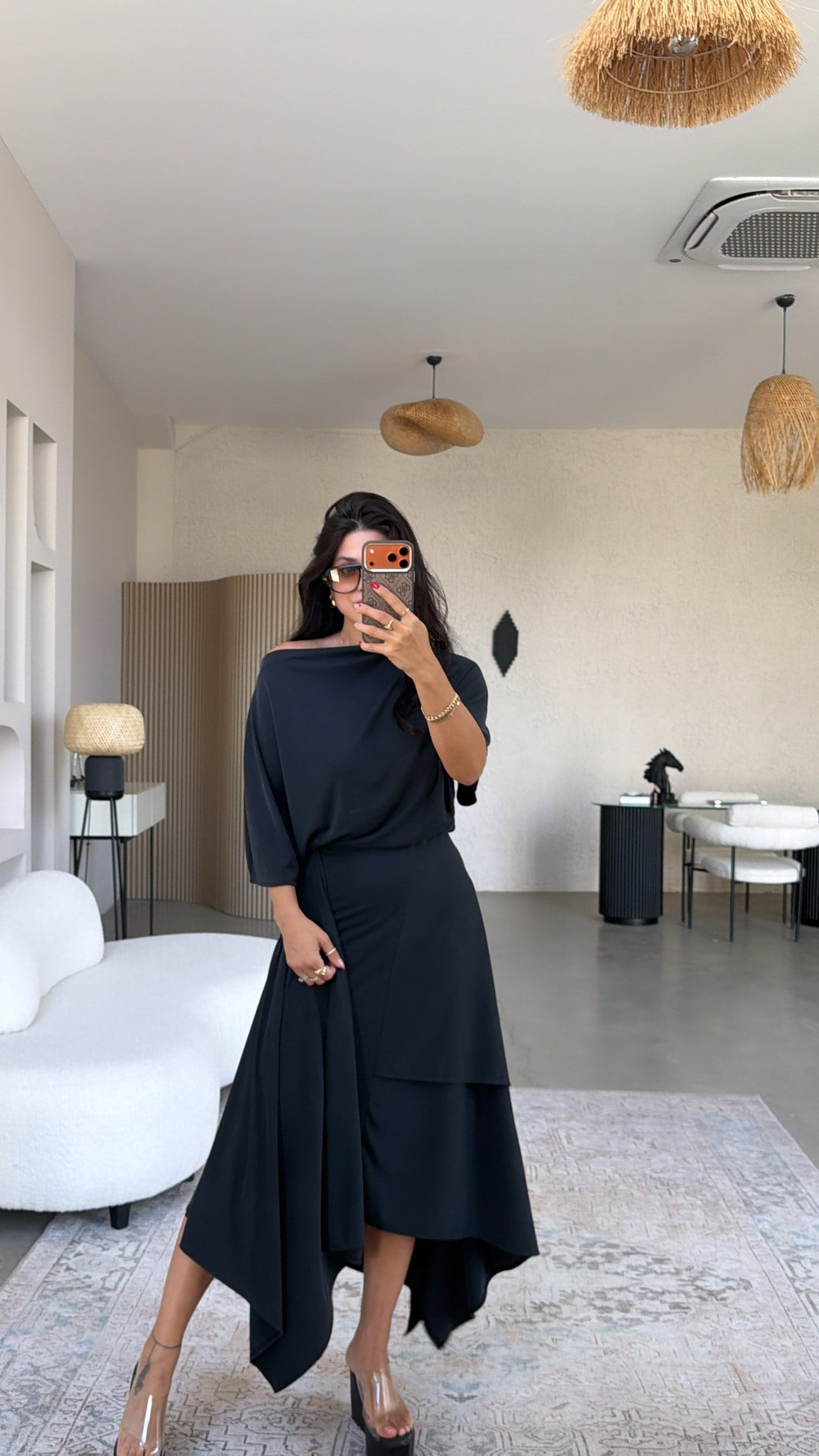 Siyah ZR Model Pike Modal Premium Etek Bluz Takım