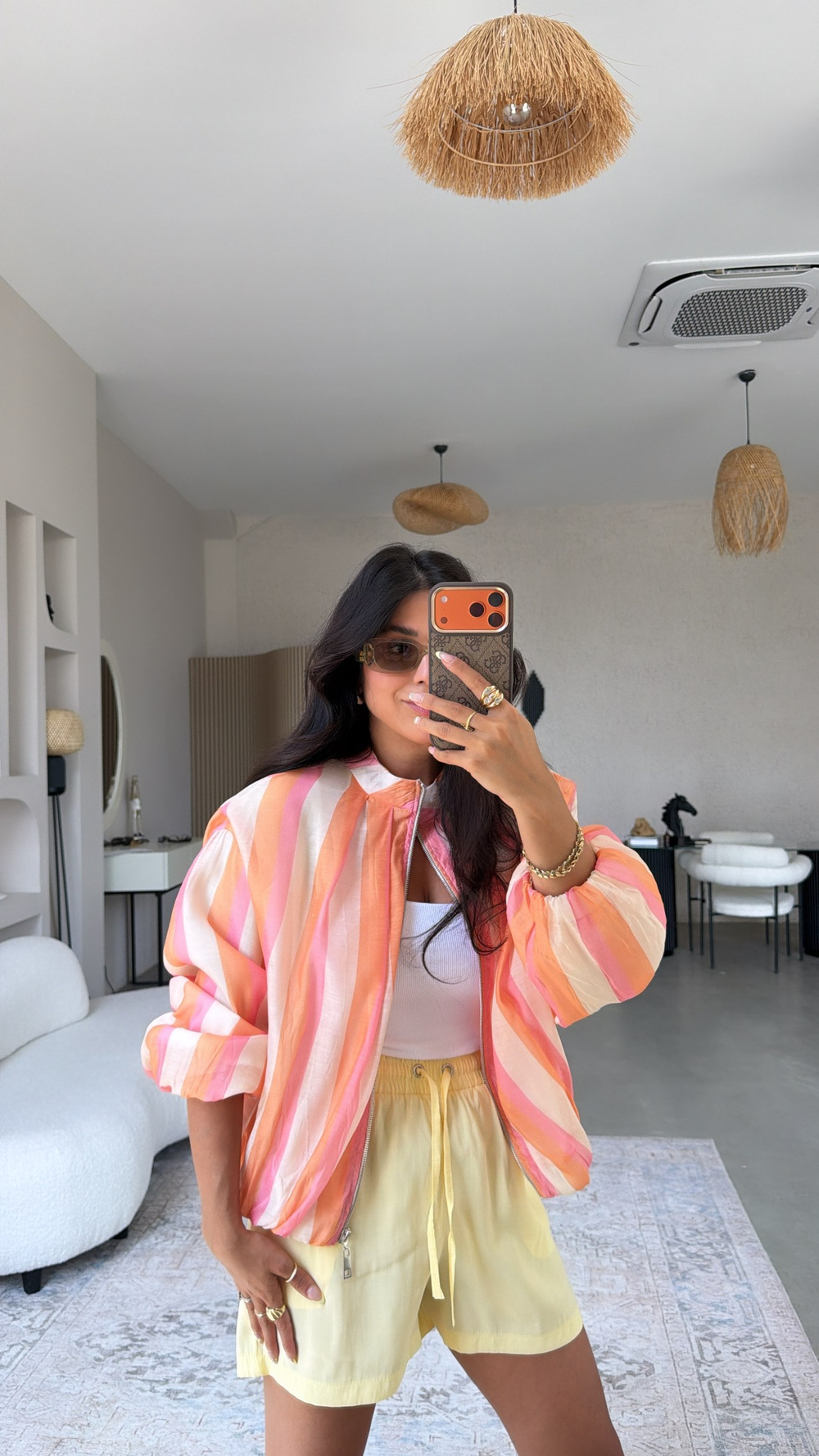 Soft Turuncu Pembe Şeritli ZR Model Ceket