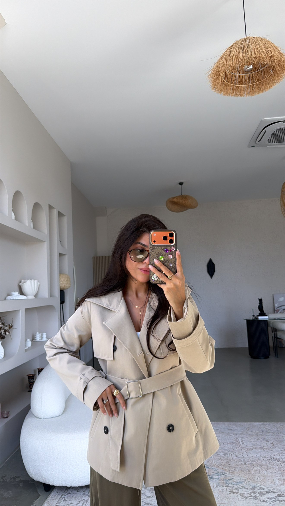 Taş Rengi Kemerli HT Premium Trençkot