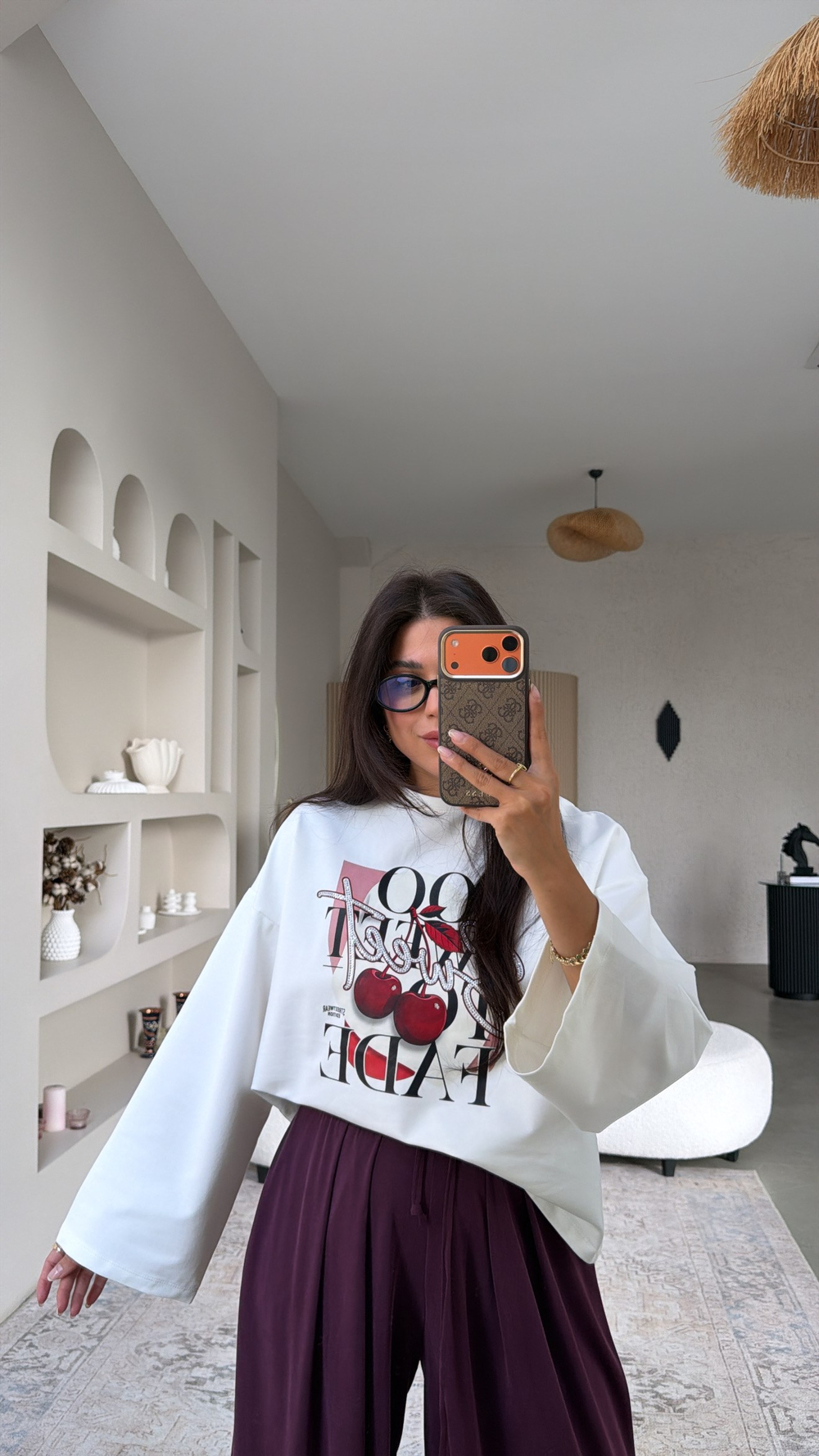 Too Sweet Taşlı Vişneli Sweatshirt