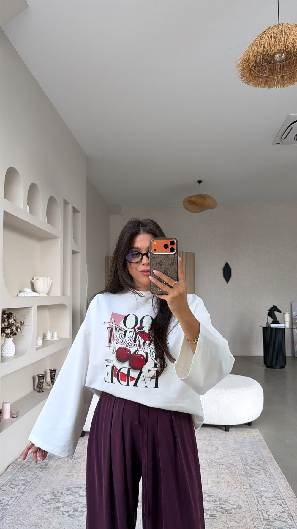 Too Sweet Taşlı Vişneli Sweatshirt