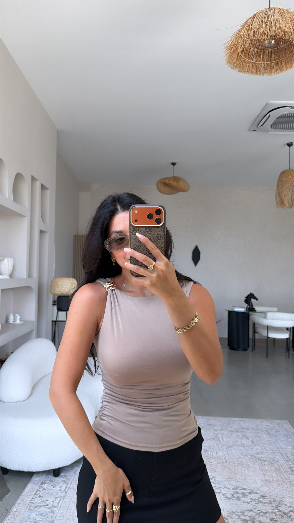 Vizon Omuz Aksesuarlı Polyamid Bluz
