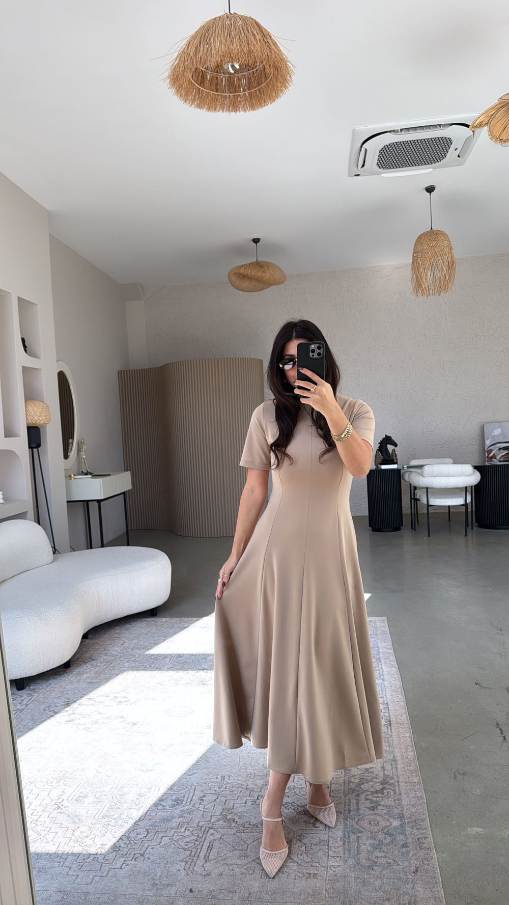 Vizon Parçalı Massi Model Maxi Elbise