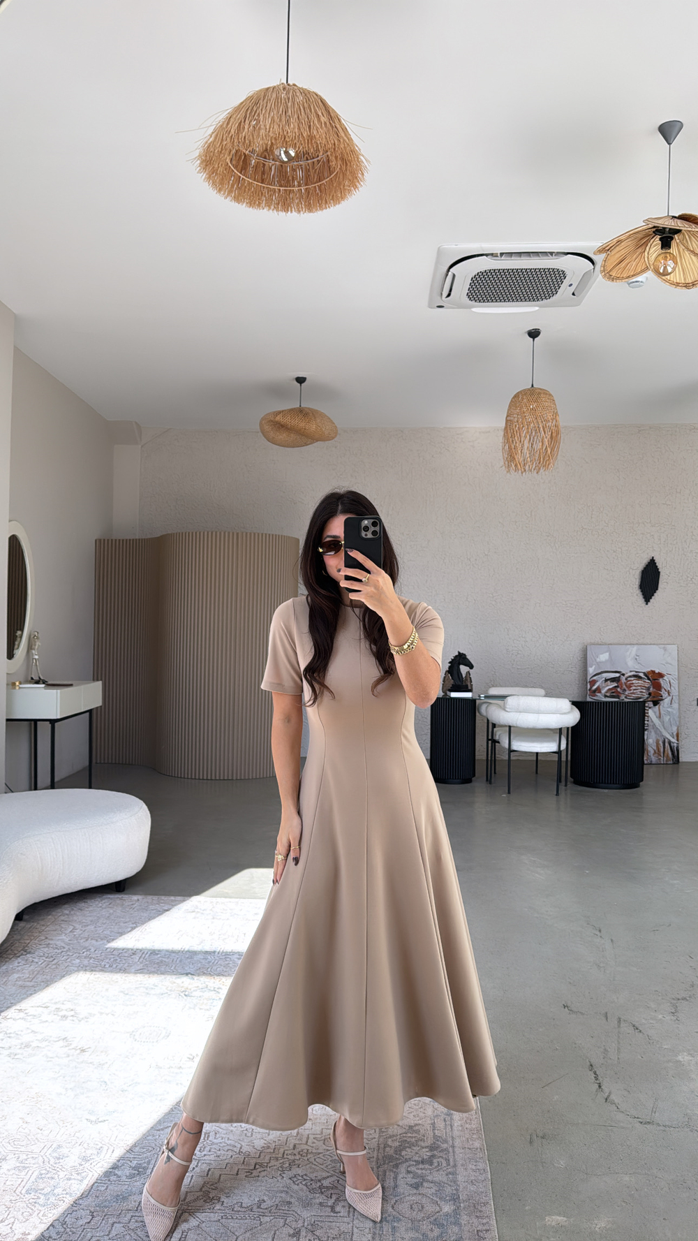 Vizon Parçalı Massi Model Maxi Elbise