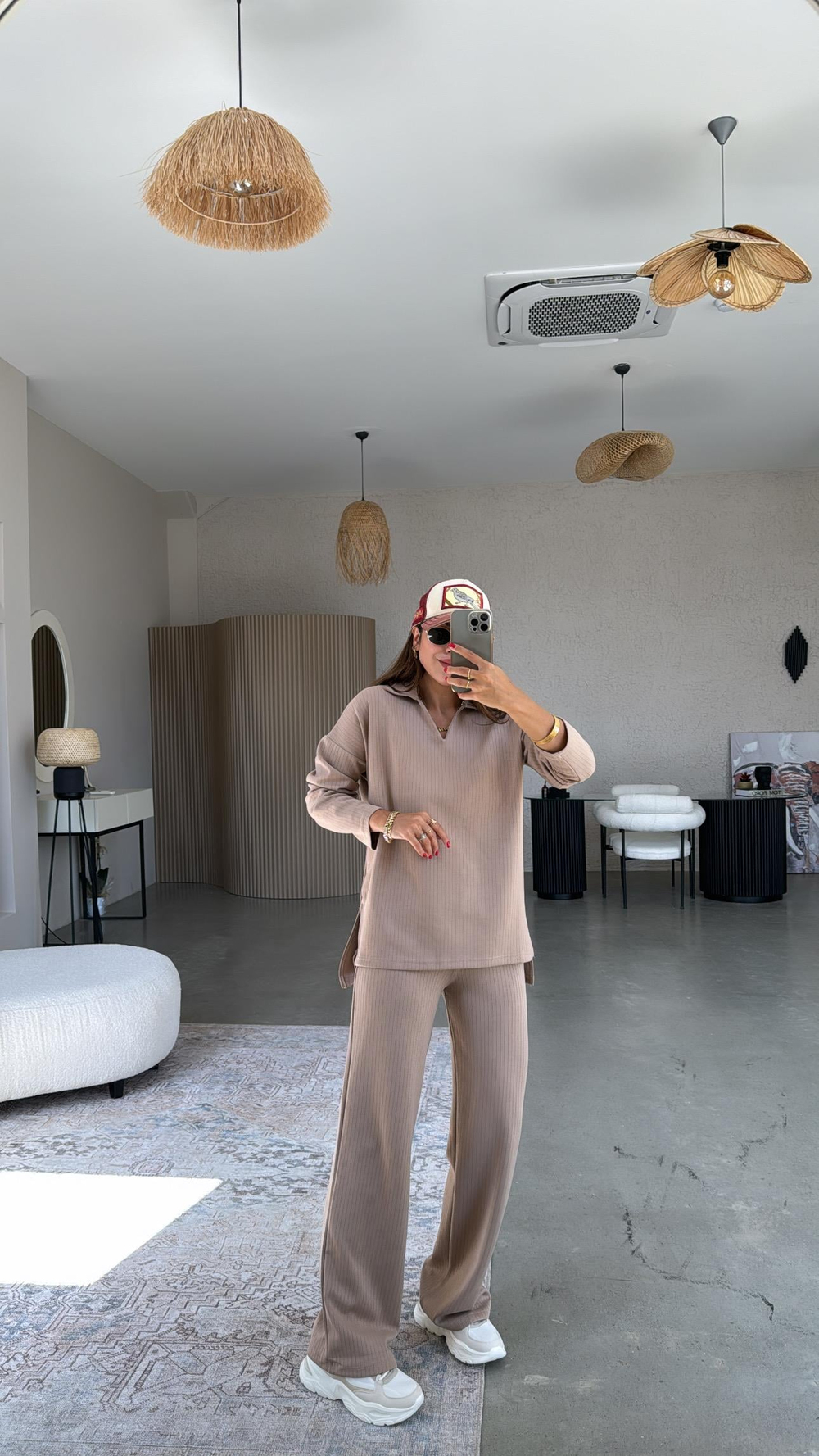 Vizon Yakalı Modal Kumaş Takım