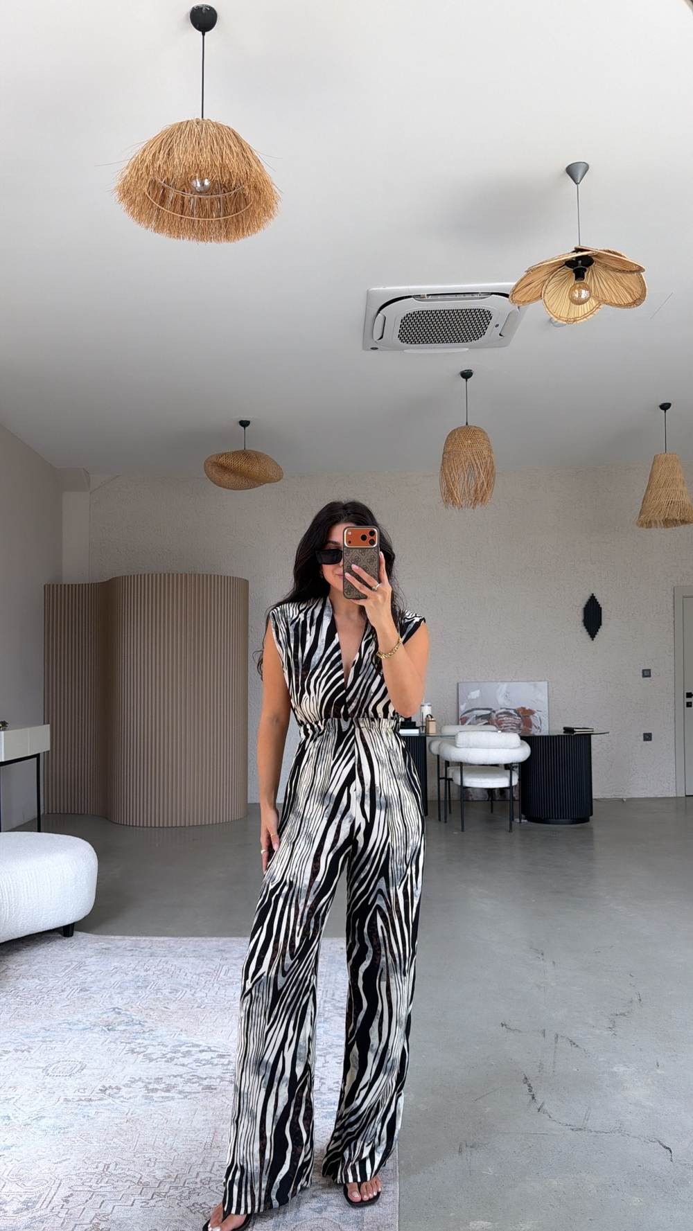 Zebra Desenli Viskon Tulum