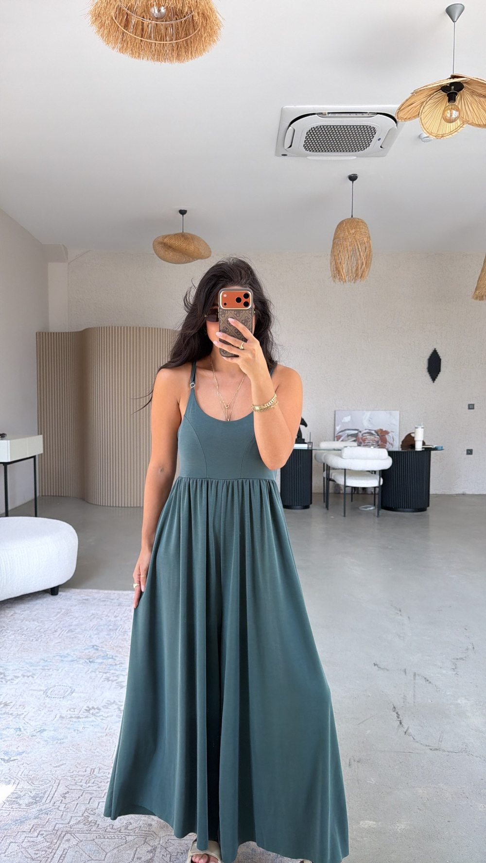 Zümrüt Pike Modal İnce Askılı Salaş Tulum
