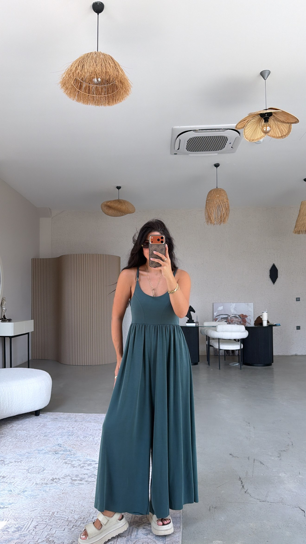 Zümrüt Pike Modal İnce Askılı Salaş Tulum