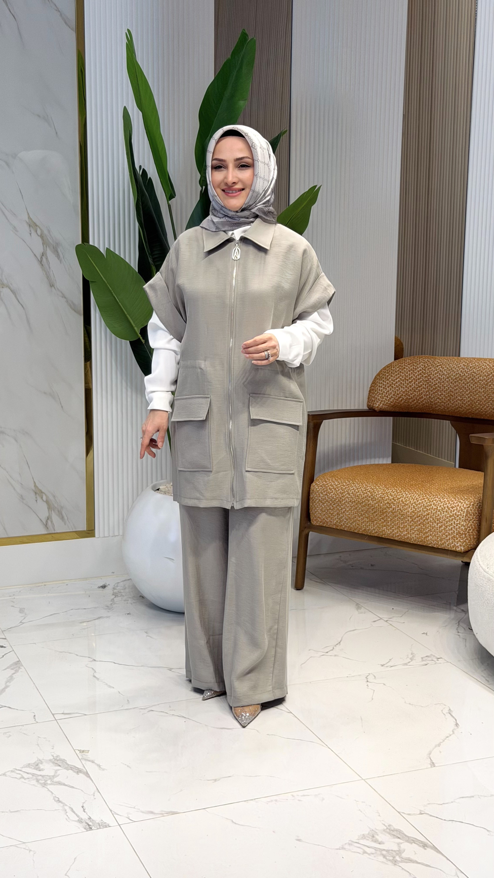 ARMİNE TREND 26YT6127 YELEK VE PANTOLONLU TAKIM - GRİ