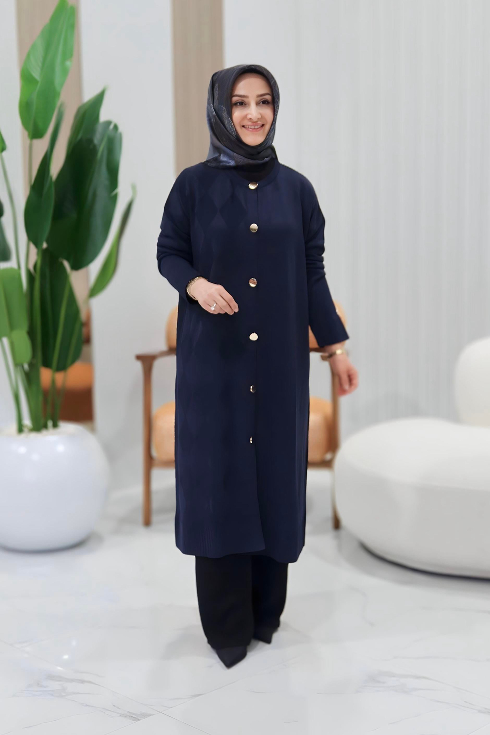 ARMİNE TREND BAKLAVA DESENLİ HIRKA - 25YTD4124